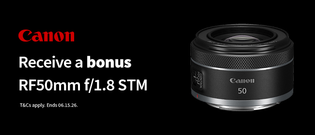 Redeem a bonus RF50 f/1.8 STM lens with purchase