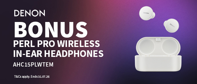 Bonus Denon Perl Pro Wireless In-Ear Buds with purchase. 